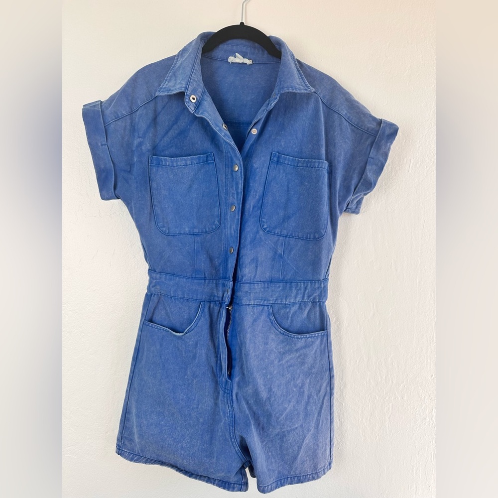 ENTRO Denim Cotton Romper | size: small